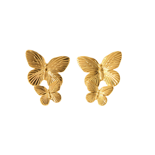 Gold Double Butterfly Earings CoastBcn